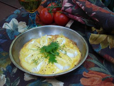 Open Omelette with Camembert, Oven-Roasted Tomatoes and Rocket