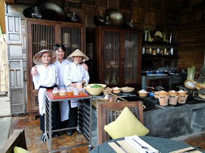 Nhan Nguyen and assistants at Six Senses, Con Dao