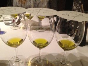 Olive oil tasting glasses at Flying Fish, Pyrmont, Sydney