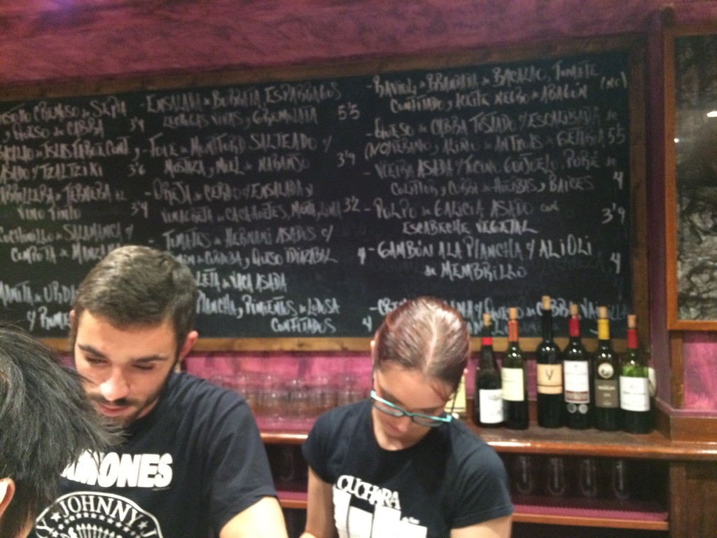 Blackboard menu at La Chuchara de San Tolme, San Sebastian