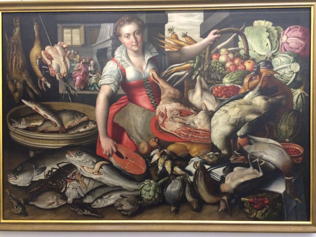The Cook by Joachim Beuckelaer (c. 1533 – c. 1573/4)  Flemish painter specialising in market and kitchen scenes - this painting is part of "La Cucina Italiana" exhibition at Palazzzo Bianco, Genova