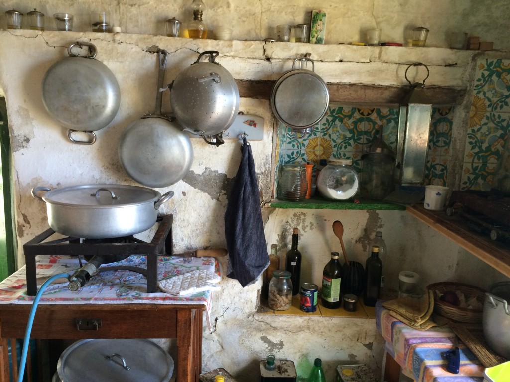The kitchen inside Francesco's capanno (rustic hut where farmers used to store their tools)