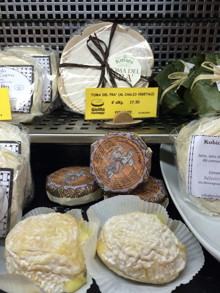 Cheeses on display at Giolito