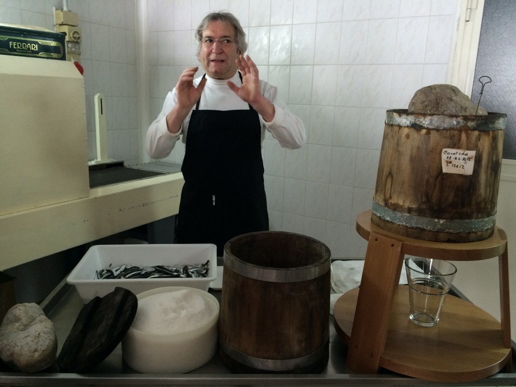 Giulio Nettuno (who reminded me a bit of the Old Man of the Sea) demonstrating how to make collator