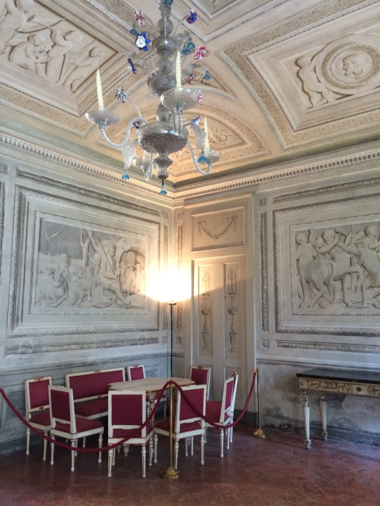 Sala delle Grisgalie with its three-dimensional monochromatic mythological paintings 