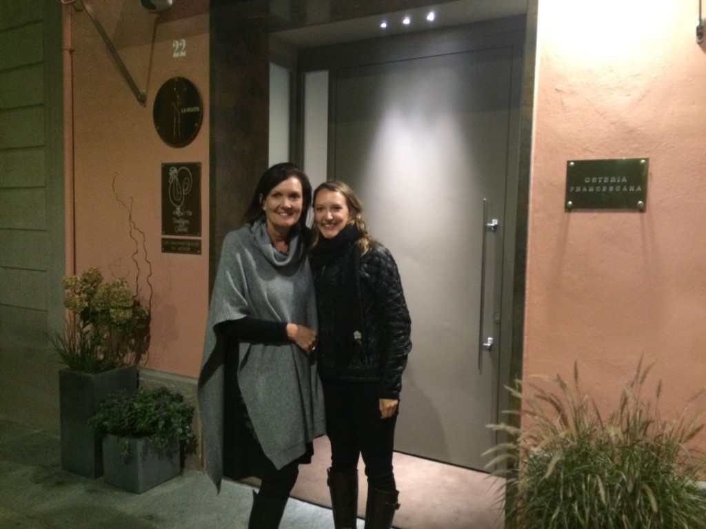 Jenn and Sarah outside the front door of Osteria Francescana