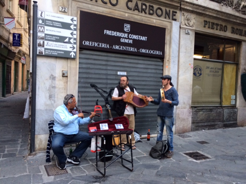 Musicians in the medieval town of Genova