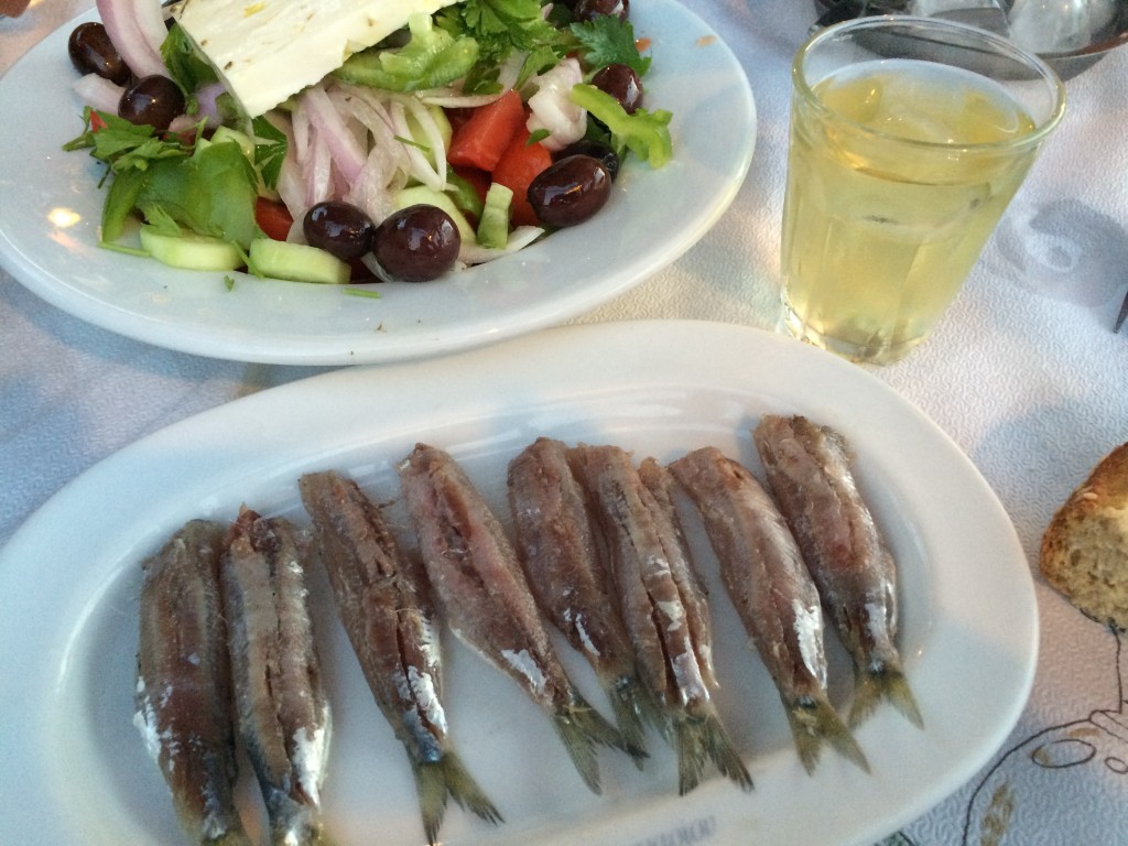 'Sardeles pastes' (sardines cured in salt) at Gregory's Taverna